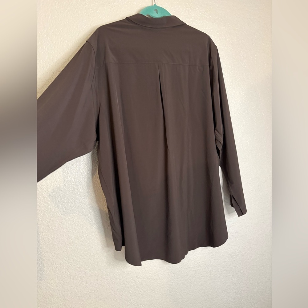 Athleta Urbanite Top 2.0 Walnut Brown 3X Button Down Flowy - Picture 6 of 14